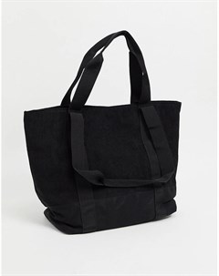 Черная сумка тоут из вельвета в стиле oversized Asos design