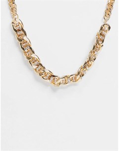 Золотистое ожерелье в виде витой цепочки с крупными звеньями и камнями Asos design