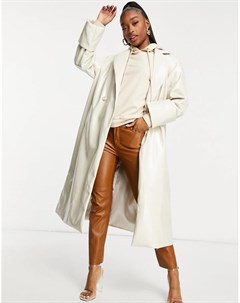 Кремовое виниловое пальто с поясом Unique21