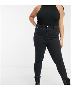 Черные выбеленные джинсы скинни с завышенной талией Wednesday's girl curve
