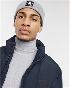 Серая шапка бини с логотипом Jack & jones