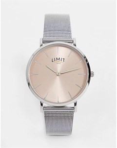 Серебристые часы с сетчатым браслетом и корпусом цвета розового золота Limit