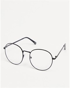 Модные очки в круглой металлической оправе черного цвета с прозрачными стеклами Asos design