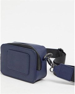 Прямоугольная сумка через плечо из искусственной кожи темно синего цвета Asos design