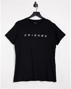 Черная свободная футболка с круглым вырезом x Friends Typo