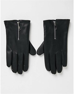 Перчатки для сенсорных гаджетов из искусственной кожи с молнией Asos design