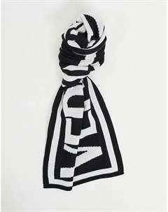 Черно белый шарф с крупным логотипом Versace jeans couture