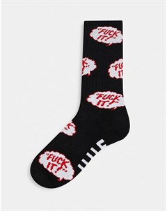 Черные носки с надписью Huf