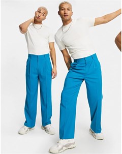 Синие брюки с широкими штанинами Asos design