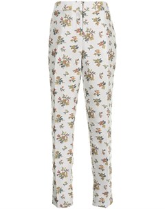 Узкие жаккардовые брюки с цветочным узором Tory burch