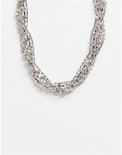 Серебристое ожерелье с крученым дизайном со стразами Asos design