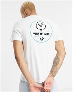Белая футболка с логотипом на спине True religion