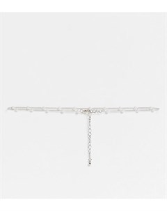 Эксклюзивное серебристое ожерелье чокер с искусственным жемчугом Designb london