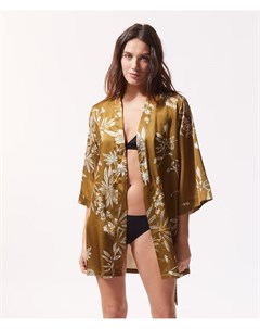 Атласный халат кимоно с тропическим принтом ERBAL Etam