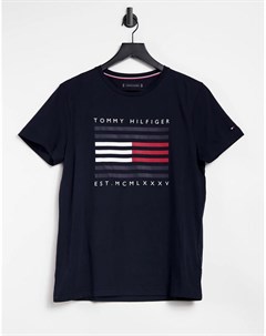 Темно синяя футболка с логотипом Tommy hilfiger