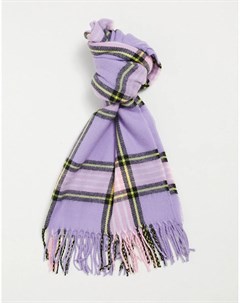 Сиреневый клетчатый шарф в стиле 90 х с кисточками Asos design
