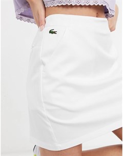 Белая мини юбка с логотипом Lacoste