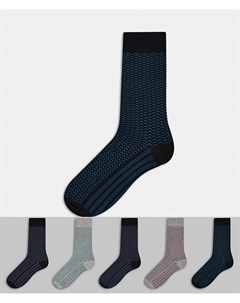 Набор из 5 пар носков разных цветов с принтом Burton menswear