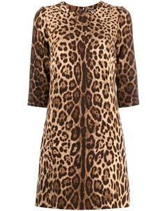 Короткое платье трапеция с леопардовым принтом Dolce&gabbana