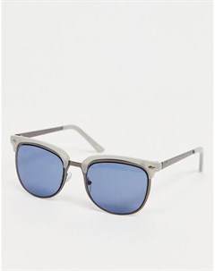 Серо стальные солнцезащитные очки в стиле ретро с синими стеклами Asos design