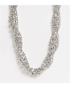 Серебристое ожерелье с крученым дизайном со стразами ASOS DESIGN Curve Asos curve