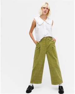Зеленые вельветовые брюки с широкими штанинами от комплекта Naomi Monki