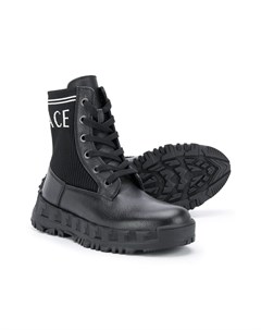 Ботинки в стиле милитари с логотипом Versace kids