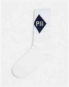Белые носки с темно синим логотипом Zulu Parlez