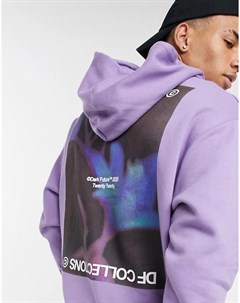 Фиолетовый худи в стиле oversized с графическим принтом на спине Asos dark future