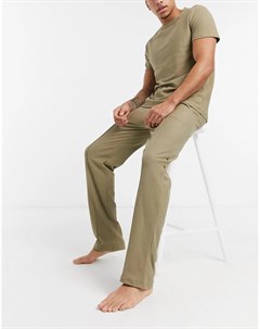 Комплект в стиле casual из футболки и джоггеров светло коричневого цвета из ткани пике Burton menswear