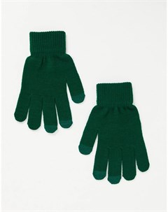 Зеленые перчатки с отделкой для сенсорных устройств Svnx