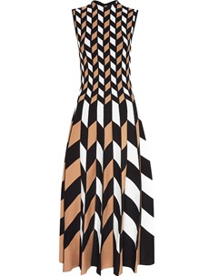 Плиссированное платье с геометричным узором Oscar de la renta