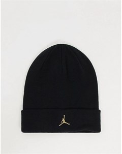 Черная шапка бини с отворотом Nike Metal Jumpman Jordan