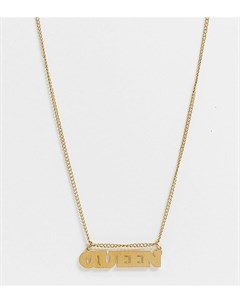Ожерелье с подвеской надписью Queen с влагозащищенным покрытием из 18 каратного золота Hoops Chains  Hoops and chains