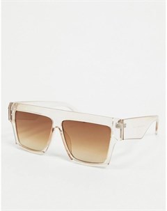 Солнцезащитные очки угловатой формы с оправой телесного цвета и коричневыми стеклами Svnx