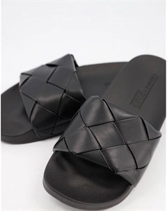 Черные шлепанцы с плетеной отделкой Finley Asos design
