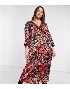 Платье миди с ярким красным цветочным принтом Vero moda curve