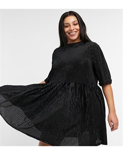 Велюровое платье мини с присборенной юбкой в рубчик и завязкой на спинке Urban threads curve