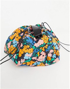 Разноцветная косметичка с затягивающимся шнурком и цветочным принтом Topshop