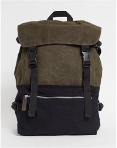 Парусиновый oversized рюкзак черного цвета и хаки с несколькими отделениями Asos design