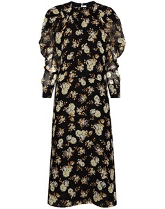 Платье с пышными рукавами и цветочным принтом Victoria beckham