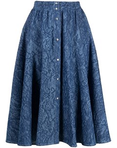 Джинсовая юбка с кружевным принтом Koché