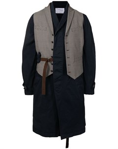 Однобортное пальто со вставкой жилетом Kolor