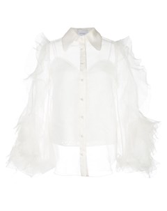 Прозрачная блузка с оборками на рукавах Marchesa