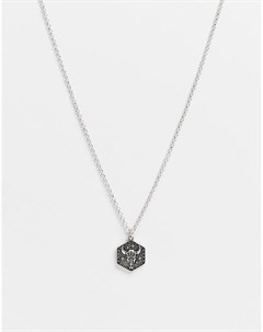 Серебристое ожерелье с шестиугольной подвеской с изображением головы барана Icon brand