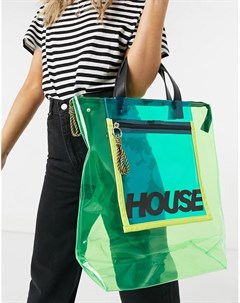 Зеленая прозрачная сумка тоут с молнией House of holland