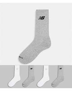 Набор из 4 пар носков до середины голени серого и белого цвета New balance