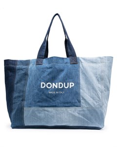Джинсовая сумка тоут в технике пэчворк с логотипом Dondup