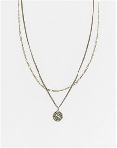 Золотистое ярусное ожерелье с подвеской в виле орла Icon brand