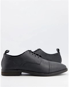 Черные кожаные туфли на шнуровке с потертостями Asos design